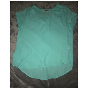 Blue Short Sleeve Blouse